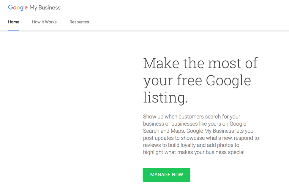 Google My Business Homepage Google My Business Homepage